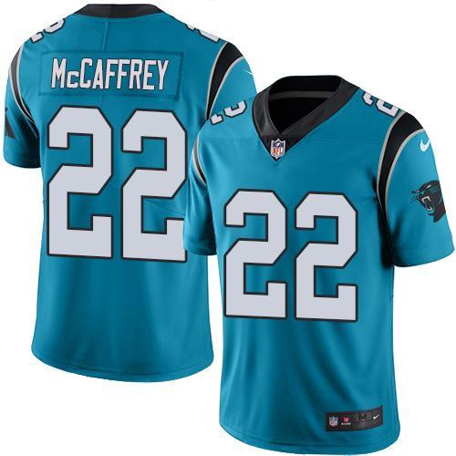 Nike Panthers #22 Christian McCaffrey Blue Alternate Men's Stitched NFL Vapor Untouchable Limited Jersey - Click Image to Close